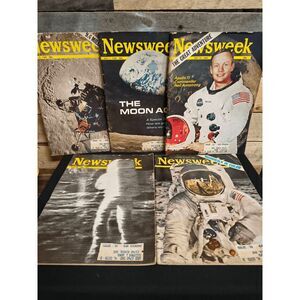 Lot of 5 VTG Newsweek Magazines from June-August 1969 Moon Landing Apollo 11